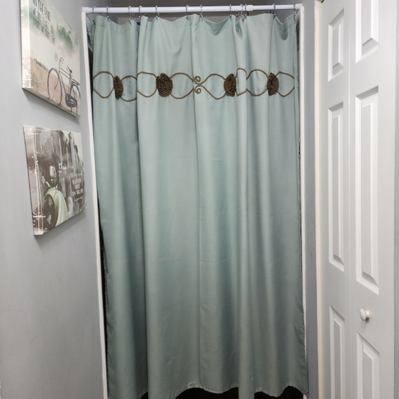 Grammercy Studio Other - New Sage Shower Curtain Grammercy Studios With Embroidered Brown Accents